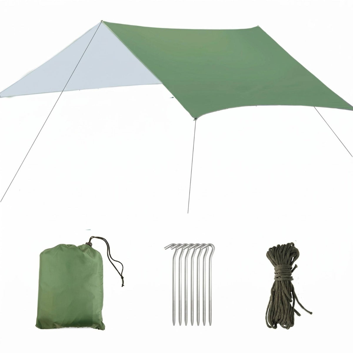 Silver Coated Tarp Water-Resistant Waterproof Sun Canopy SPF 50+ Camping Tarp Shelter for Beachgoers, Campers