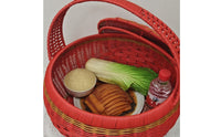 Handwoven Basket with Lid Woven Basket with Handle Compact Organizer Portable for Gift Givers, Brides, Housewarming, Celebrations, Weddings