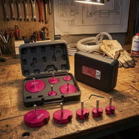 5 Pieces Fitted Compartments PVC Pipe Reamer Kit Printed Size Markings Pipe Reamer Heads Metal Plumbing Tool Hinged Lid