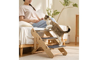 Foldable Pet Stairs Adjustable Pet Ramp with Carpet Portable Dog Ramp Compact for Dogs, Indoor, Couch, Bedside