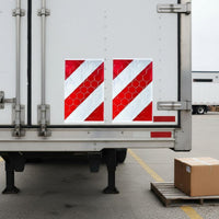 High Visibility Reflective Vehicle Tail Board Weather Resistant Red and White Striped Warning Sign