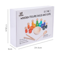 Color Sorting Toy Educational Color Sorting Set Brightly Colored Wooden Peg Doll Set for Young Children, Preschoolers, Homeschool