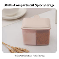Multi-Compartment Seasoning Box Compartmentalized Design Divided Seasoning Holder with Lid Space Saving Divided Condiment Jar with Spoons