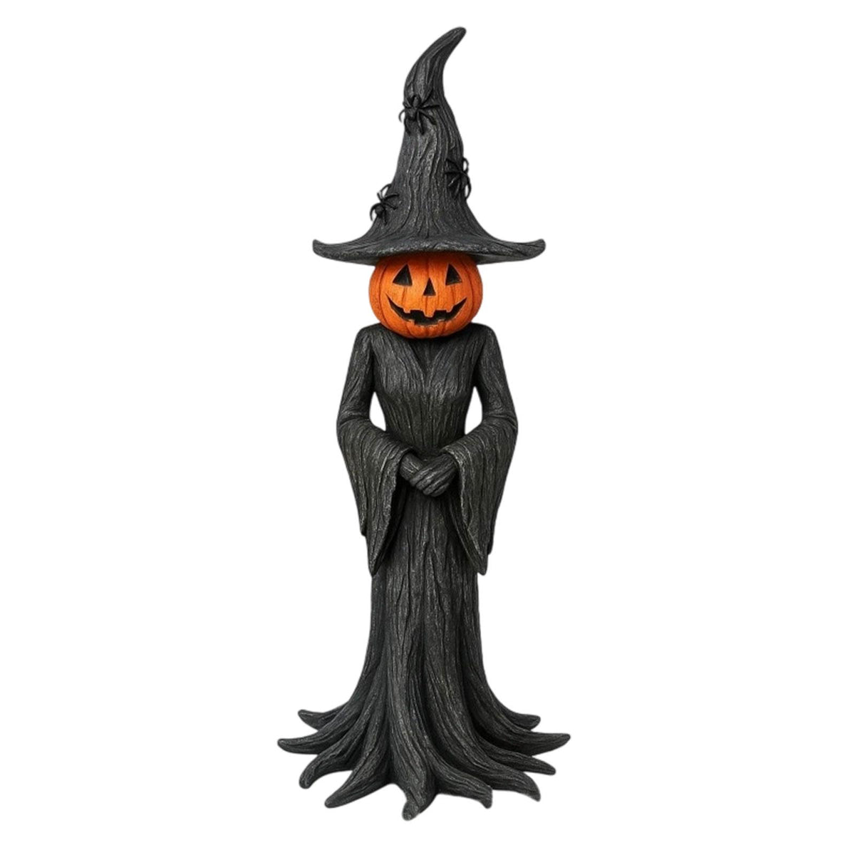 Pumpkin Witch Figurine Spooky Look Halloween Ornament Festive Atmosphere Whimsical Design for Holiday Enthusiasts, Party Hosts