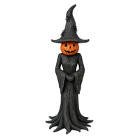 Pumpkin Witch Figurine Spooky Look Halloween Ornament Festive Atmosphere Whimsical Design for Holiday Enthusiasts, Party Hosts