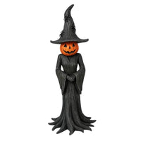 Pumpkin Witch Figurine Spooky Look Halloween Ornament Festive Atmosphere Whimsical Design for Holiday Enthusiasts, Party Hosts