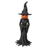 Pumpkin Witch Figurine Spooky Look Halloween Ornament Festive Atmosphere Whimsical Design for Holiday Enthusiasts, Party Hosts