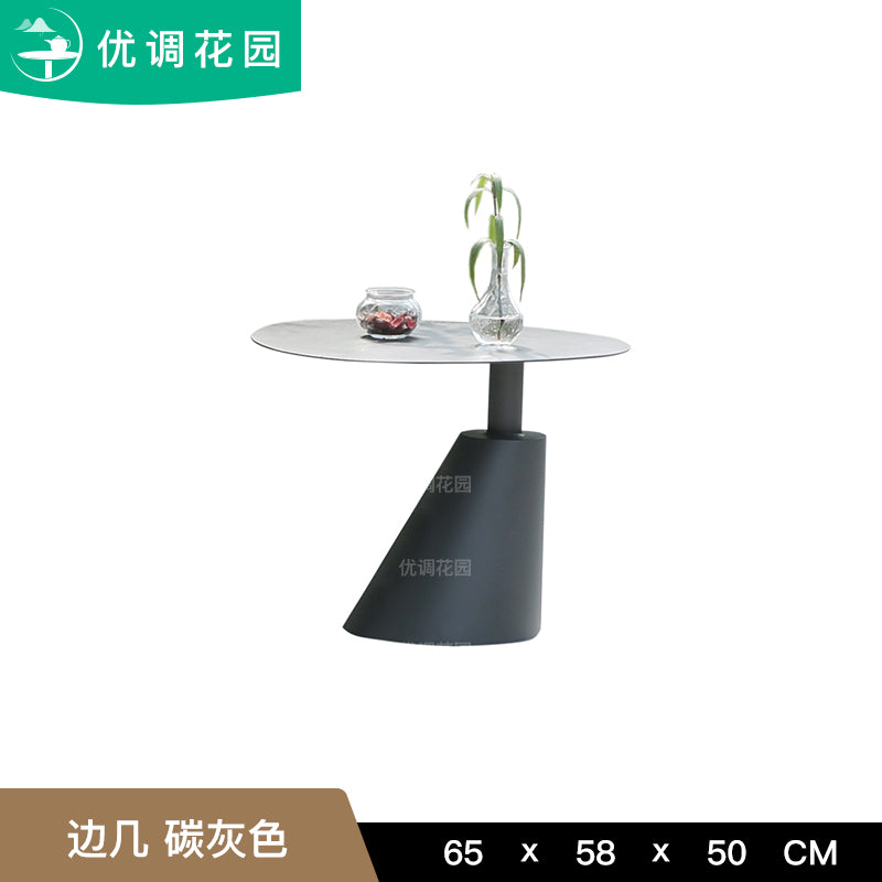 户外休闲圆茶几花园庭院铝合金边几露天阳台实木角几民宿防水家具