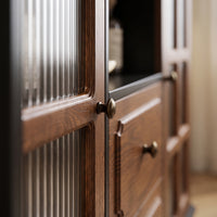 Side Cabinet Vintage Storage Cabinet with Glass Doors Sideboard for Living Room, Hallway