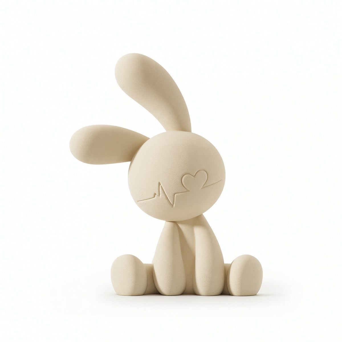 Hare Figurine with Flocked Surface Resin Sitting Hare Figurine Soft-Touch Table Ornament for Living Room, Office