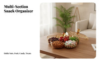 Embossed Flower-Shaped Fruit Tray Domed Lid Lidded Snack Tray Knob Handle Sectional Platter Low-Height