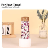 Portable Pocket Vacuum Bottle Keeps Drinks Hot & Cold Wood Grain Lid Water Bottle Double Wall Insulation for Office Workers, School, Gym