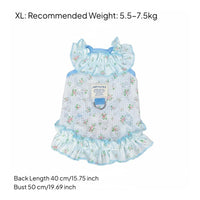 Breathable Small Dog Summer Dress Lightweight Material Floral Puppy Dress Built-in D-Loop for Small Dogs, Cats, Season, Parties