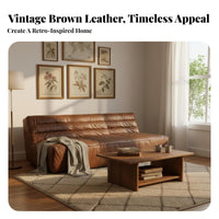 Oil Wax Finish L-Shaped Corner Sofa Retro Design Sectional Couch Minimalist design Living Room Furniture Space-Saving for Apartment Dwellers, Homeowners, People Who Entertain, Home, Lounge Area, Basement