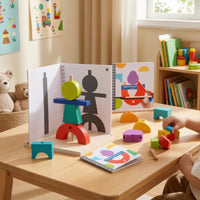 Shadow Matching Game 3D Spatial Reasoning Toy Colorful Wooden Toy with Challenge Cards for Children, Playroom