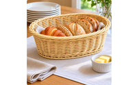 Oval Wicker Basket Tight Weave Bread Basket Easy to Clean Household Organizer for Dining Table