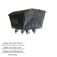 Rapid-Removal Bike Basket Rectangular Rear Bike Basket Black for Shopping Rides