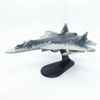 1:100 Scale SU-57 Fighter Jet Model Fighter Jet Model with Stand Assembled Detailed for Aviation Enthusiasts, Office