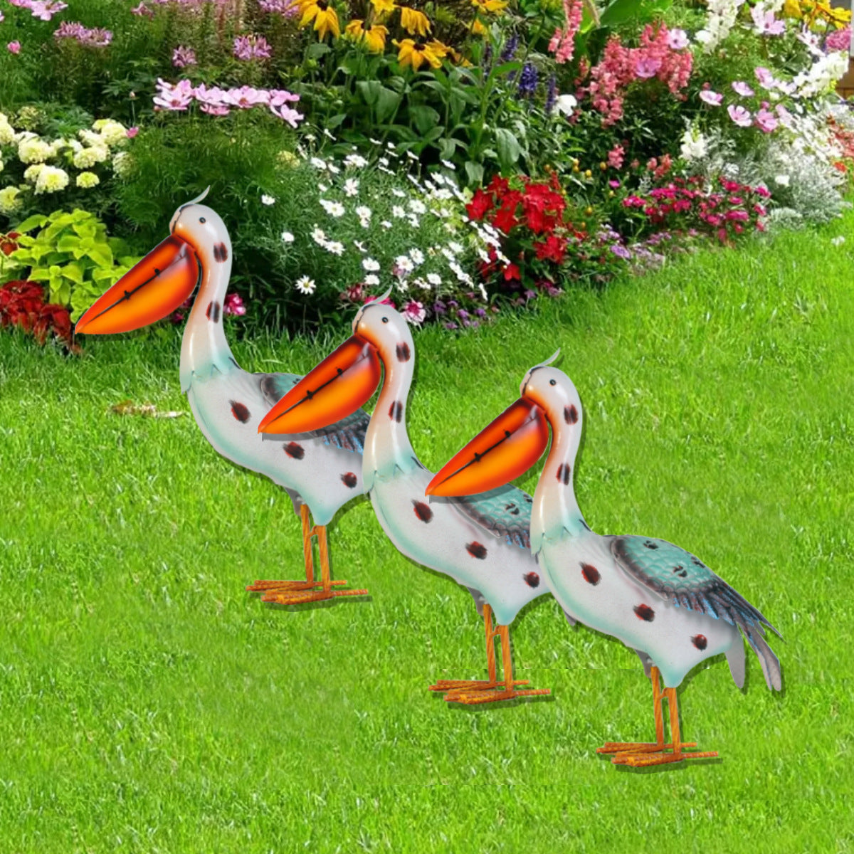 Large Metal Pelican Statue Sculpture for Garden Courtyard Home Decor