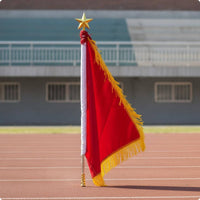 113 Cm Long Procession Director Flag Tassel Trim Marching Banner Gold Star Top for School Ceremony
