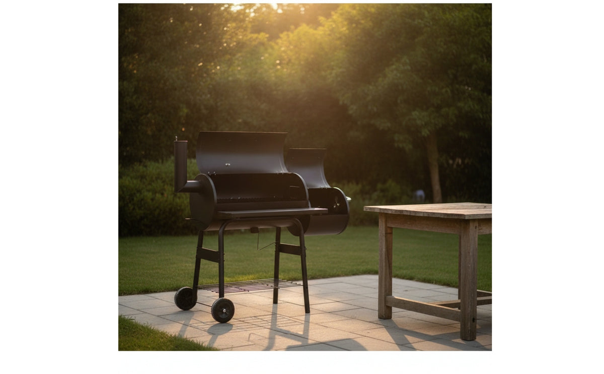Outdoor Charcoal Smoker Grill Heavy-Duty Charcoal Offset Smoker Long-Lasting Grill with Side Firebox Versatile for Barbecue Enthusiasts, Backyard Chefs, Patio, Cookouts