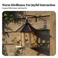 Easy to Fill Hanging Wooden Bird Feeder Weather Resistant Hanging Bird Feeder Heavy Duty for Children, Balcony, Garden, Patio