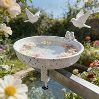 Metal Bird Feeder and Bird Bath Combo 2-in-1 Hardware Sturdy for Balcony