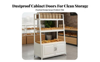 Bakery Display Rack Spacious Storage Bread Display Stand Heavy-Duty Multi-Tier Shelf with Cabinet for Retailers, Supermarket, Cafe, Convenience Store