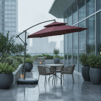 Offset Umbrella with Base Crank-Lift Double Top Patio Umbrella Water-Fillable for Homeowners, Cafe Owners, Garden, Terrace, Backyard