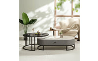 Sleek Nesting Coffee Table Set Wood-Grain Nested Coffee Table Set Storage Furniture Modern for Living Room, Small Apartments