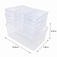 Clear PP Desk Organiser, Stackable Storage Drawers 26x18x11cm, 24 Compartment Craft Storage with Lid for Stationary, Office & Students