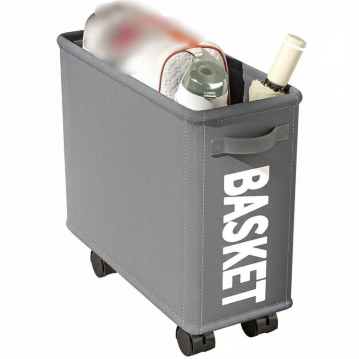 Wheeled Textile Bin 360° Rotating Wheels Storage Basket Large Capacity