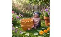 Hand-Painted Pig Ornament Sculpted Pig Statue Small Resin Figurine Decorative for Courtyard, Park, Window Display