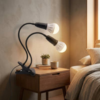 Desk Lamp and Reading Light with Double E27 Lamp Bulb Holder, Grow Light for Indoor Plants and Aquarium, 30cm Flexible Hose
