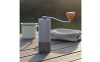 Manual Coffee Grinder Lightweight Hand Burr Grinder Hand Crank Coffee Mill All-Metal Frame Kitchen Gadget Double Bearing System