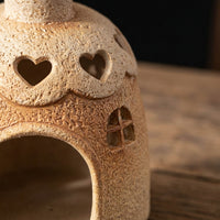 Incense Burner with Chimney, Ceramic Palo Santo Holder, Handcrafted Clay Smudge Pot for Sage Sticks, Wood, Cones, for Meditation, Aromatherapy, Home Decor
