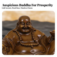 Grand Opening Gift Chinese Wealth Buddha Ornament Long-Lasting Laughing Buddha Figurine Easy to Clean Golden Maitreya Figurine Long-Lasting Color for Business Owners, Spiritual Seekers, Living Room, Shop, Entryway, Home Altar