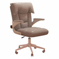 Adjustable Height Upholstered Rolling Chair High Back Support Upholstered Rolling Chair with Armrests Soft Cushioning Swivel Seat Ergonomic for Students, Adults, Teens, Study Room, Bedroom, Vanity