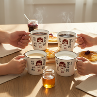 Family Cartoon Ceramic Mugs Set for Parents and Kids