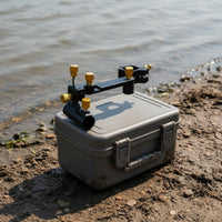 Fishing Box Corner Rod Holder Sturdy Duty Double Rod Turret Mount Fishing Pole Holder Easy Assembly Lightweight