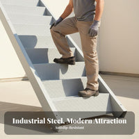 Outdoor Steel Staircase Easy Assembly Galvanized Iron Steps Weather-Resistant Industrial Straight Stairway for Homeowners, Contractors, Indoor, Garage