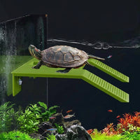 Textured Basking Perch with Gentle Ramp, Hybrid Turtle Basking Dock for Aquariums, Integrated Turtle Feeding Station with Suction Cups