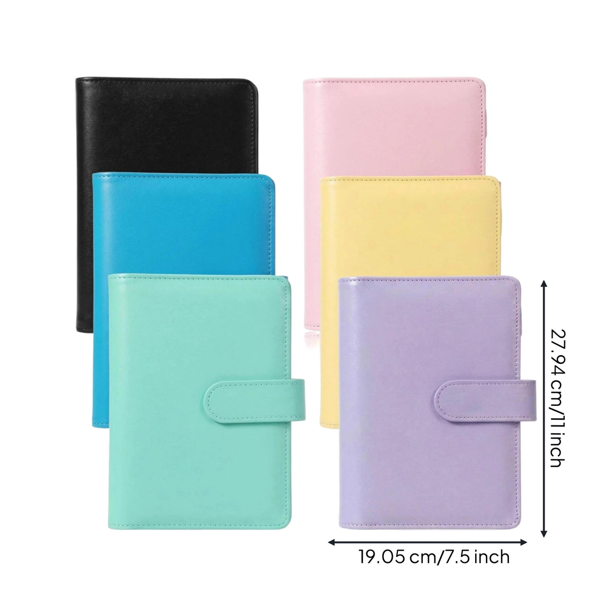 6 Pieces A6 Binder with Pockets Leather-Look Refillable Notebook Binder Loose-Leaf Notebook Reusable Refillable Journal Compact
