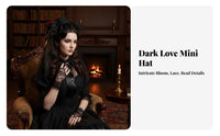 Gothic Mini Hat Handmade Doll-Like Hair Fastener Hat Gothic Floral Accent Fascinator Secure Fit Floral Accent Mesh Covering