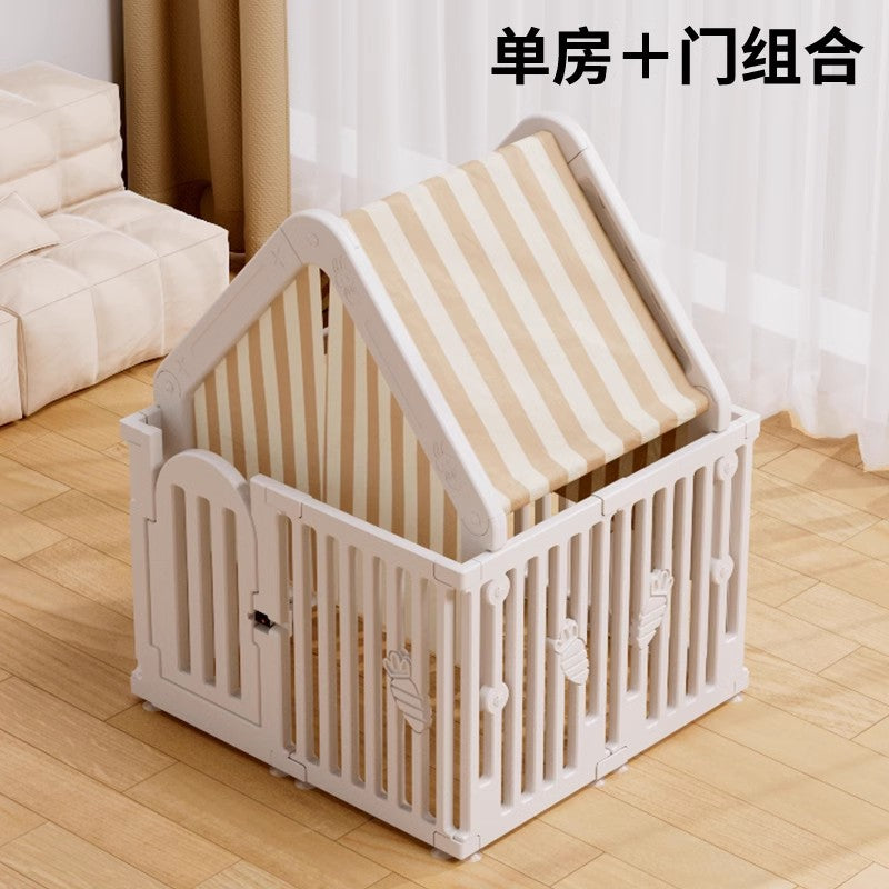 宠物围栏狗狗笼子栅栏室内小型中型犬狗房子家用柯基比熊狗窝狗屋 房子+门94*94*120cm 3cm加厚 现货速发