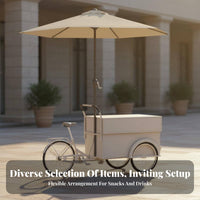 Street Vending Cart Large Countertop Beverage Bike Cart Sturdy Metal Frame Portable Flower Display Stand for Entrepreneurs, Scenic Areas, Outdoors