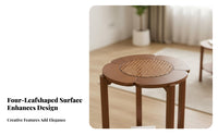 Rattan Woven Design four-lobe-shaped fourfoliage motif Table With Storage Space Household Furniture Vintage and design Multi-Functional for Apartment Dwellers, residents, Small Families, Living Room, Home, Lounge Area
