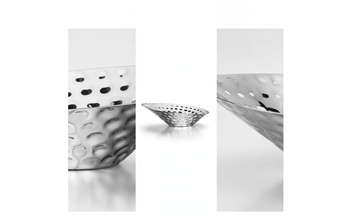 Silver Fruit Bowl Lustrous Hammered Metal Bowl Modern for Entryway Console