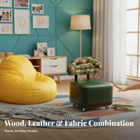 With rear supportrest Lowheight Wheeled Stool Easy to Move Rolling Pouf 360-Degree Casters Small Chair noiseless casters for Children, Elderly, Homemakers, Living Room, Kitchen, Playroom, Garage