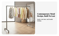 Sturdy & Long-Lasting Industrial Pipe Clothing Rack Large Capacity Single Rod Garment Rack Extra Thick Tubing Heavy Duty Clothes Stand Stable Design for Retail Shop Owners, Apartment Dwellers, Homeowners, Balcony, Bedroom, Entryway, Closet